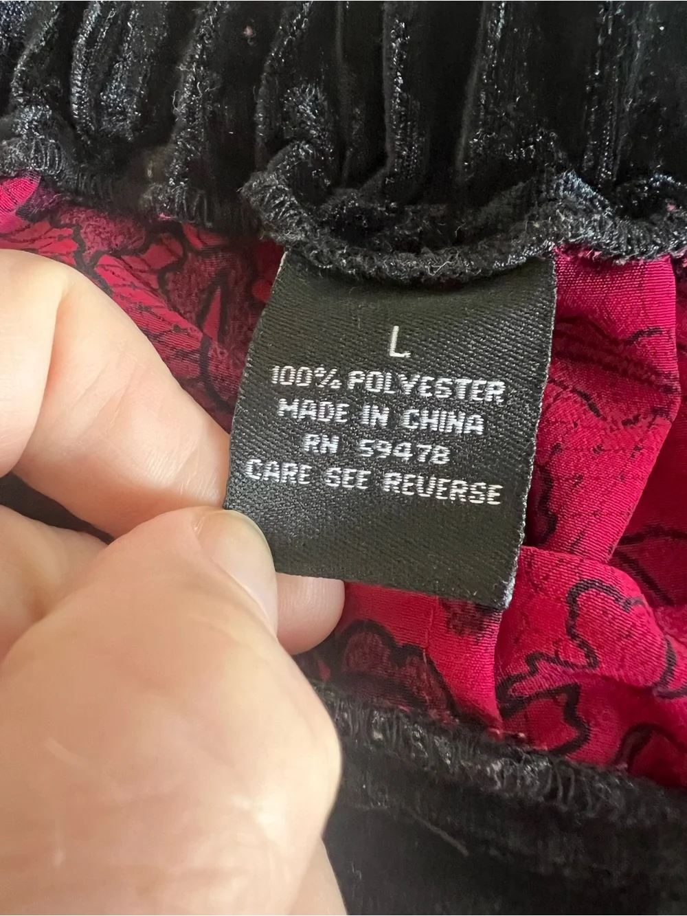 VTG Y2K Mercer & Madison Womens L Lounge Set Pink Black Velvet Floral Whimsigoth